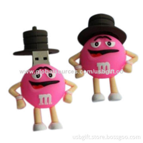 High Quality Gift USB Flash Memory, Cute Cartoon Shaped, PVC Material, 4GB